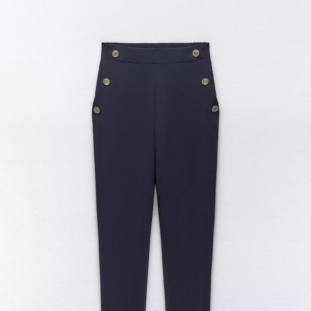 Navy Blue High-Waisted Women's Pants